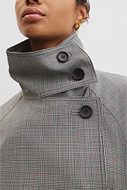 Wool Blend Funnel Check Jacket