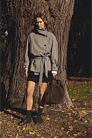 Wool Blend Funnel Check Jacket
