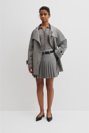 Wool Blend Funnel Check Jacket
