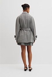 Wool Blend Funnel Check Jacket
