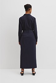 Wool Blend Tailored Pinstripe Column Skirt