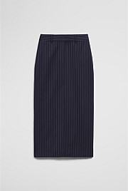 Wool Blend Tailored Pinstripe Column Skirt