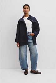 Wool Blend Tailored Funnel Coat
