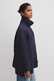 Wool Blend Tailored Funnel Coat
