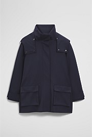 Wool Blend Tailored Funnel Coat