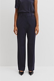 Wool Blend Tailored Straight Pinstripe Pant