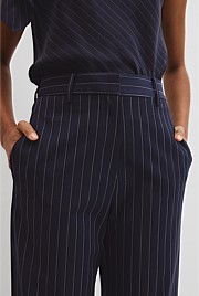 Wool Blend Tailored Straight Pinstripe Pant