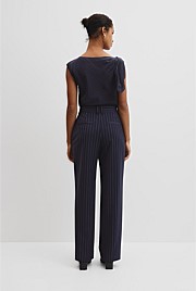 Wool Blend Tailored Straight Pinstripe Pant