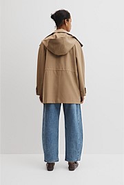 Wool Blend Tailored Funnel Coat