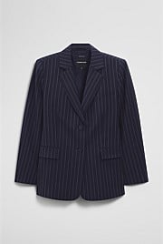 Wool Blend Pinstripe Classic Blazer