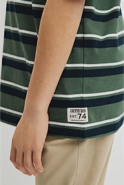 Teen Australian Cotton Relaxed Stripe Short Sleeve T-Shirt