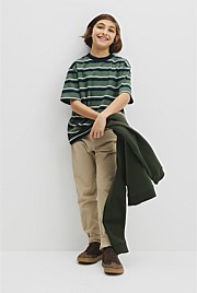 Teen Australian Cotton Relaxed Stripe Short Sleeve T-Shirt