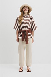 Teen Australian Cotton Blend Short Sleeve Oversized Stripe T-Shirt