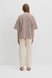 Teen Australian Cotton Blend Short Sleeve Oversized Stripe T-Shirt