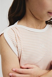 Australian Cotton Short Sleeve Stripe Rib T-Shirt