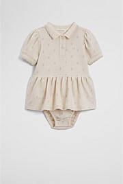 Australian Cotton Short Sleeve Jacquard Romper Dress