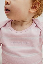 Organically Grown Cotton Stripe Logo Long Sleeve Bodysuit