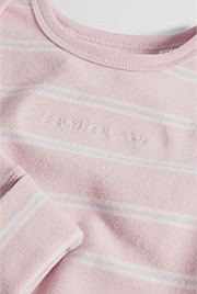 Organically Grown Cotton Stripe Logo Long Sleeve Bodysuit