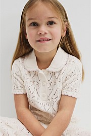 Australian Cotton Short Sleeve Collar Knit Top