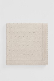 Organically Grown Cotton Blend Knit Detail Blanket
