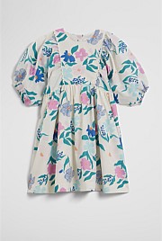 Short Puff Sleeve Print Dress