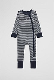 Organically Grown Cotton Stripe Rib Jumpsuit
