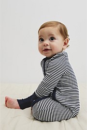 Organically Grown Cotton Stripe Rib Jumpsuit