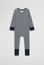 Organically Grown Cotton Stripe Rib Jumpsuit