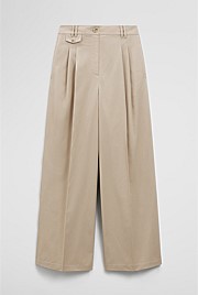 Cotton Blend Pleat Front Pant