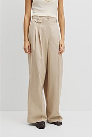 Cotton Blend Pleat Front Pant
