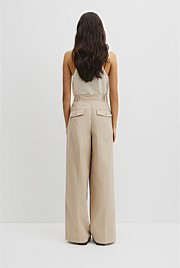 Cotton Blend Pleat Front Pant