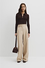 Merino Wool Silk Blend Collared Knit
