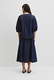 Short Sleeve Denim Blouse