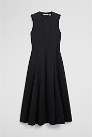Panel Zip Neck Ponte Dress