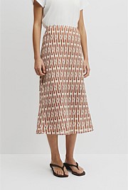 Print Bias Midi Skirt