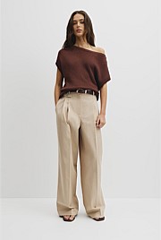 Organically Grown Cotton Asymmetric Tape Knit T-Shirt