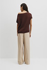 Organically Grown Cotton Asymmetric Tape Knit T-Shirt