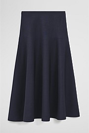 Fluted Knit Midi Skirt