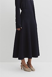 Fluted Knit Midi Skirt