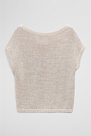 Organically Grown Cotton Asymmetric Tape Knit T-Shirt