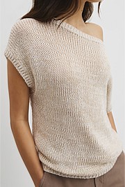 Organically Grown Cotton Asymmetric Tape Knit T-Shirt