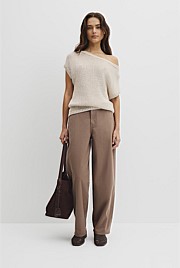 Organically Grown Cotton Asymmetric Tape Knit T-Shirt