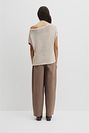 Organically Grown Cotton Asymmetric Tape Knit T-Shirt