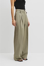 Cotton Blend Pleat Front Pant