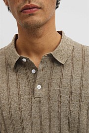 Linen Cotton Stripe Knit Polo
