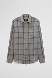 Regular Fit Linen Windowpane Check Shirt