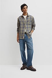 Regular Fit Linen Windowpane Check Shirt