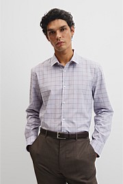 Long Sleeve Slim Curved Sleeve Check Shirt