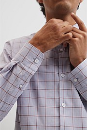 Long Sleeve Slim Curved Sleeve Check Shirt