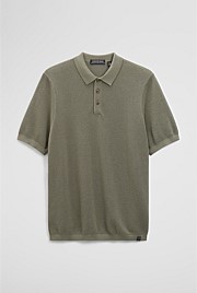 Short Sleeve Good Earth Cotton Pique Knit Polo